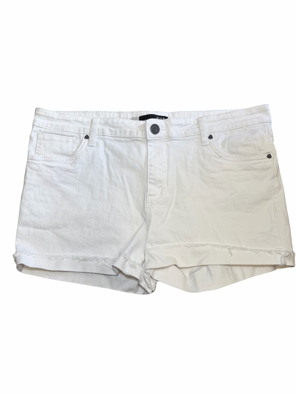 Kut from the Kloth Kity Denim Boyfriend Shorts White Denim Jean Shorts Sz 14 - Picture 2 of 16